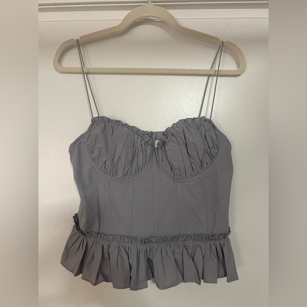 En Saison Light Gray Ruched Top